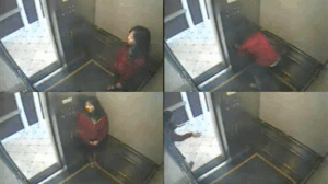 Images of Elisa Lam from surveillance footage inside the elevator at the Cecil Hotel