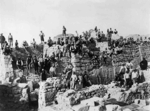 Excavation team uncovering Troy in 1890