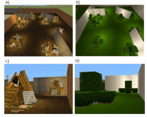 Images of VR rooms similar to those used in experiments.