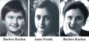 Image of Barbo Karlen alongside and image of Anne Frank.