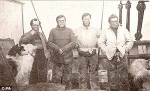 Photo of Sir Ernest Shackleton (second from left) and his team who all claimed to experience the Third Man Factor on their Arctic Expedition.