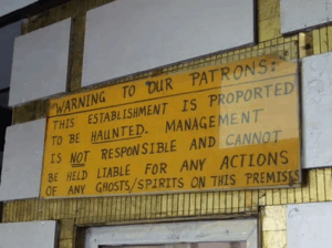 Warning sign at the bar