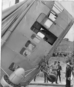 Image of the crashed gondola with the door open.