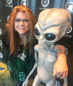 Audrey Hewins at a UFO convention