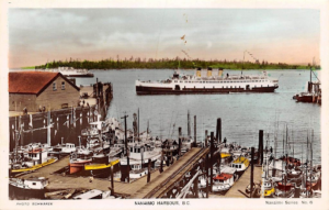 Post card from Nanaimo Harbor where the compound was established.
