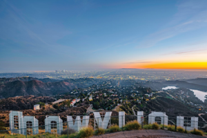 View from behind the iconic sign.