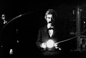 Mark Twain in Tesla’s New York Laboratory in 1894. Courtesy of Wikipedia.org via https://en.wikipedia.org/wiki/Nikola_Tesla