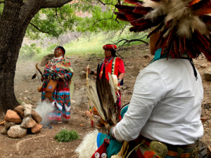 Havasupai tribal members blessing a campground at Grand Canyon National Park in 2023. Courtesy of Anchorage Daily News.