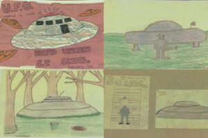 Some of the students’ drawings of the UFO. Courtesy of BBC.com