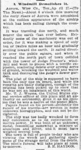 Original newspaper article regarding the Aurora crash. Courtesy of BurialsandBeyond.com **