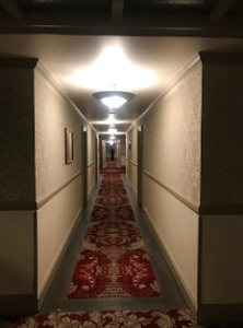 Photo of the alleged ghost snapped at the end of the hall. Courtesy of Reddit