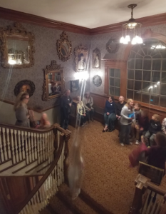 John Mausling’s photo of a supposed ghost captured on the grand staircase at the Stanley. Courtesy of John Mausling and HuffPost.com
